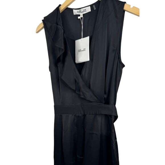 Diane von Furstenberg Sol wrap-effect satin wide-leg jumpsuit Size 2 NWT - Picture 11 of 13